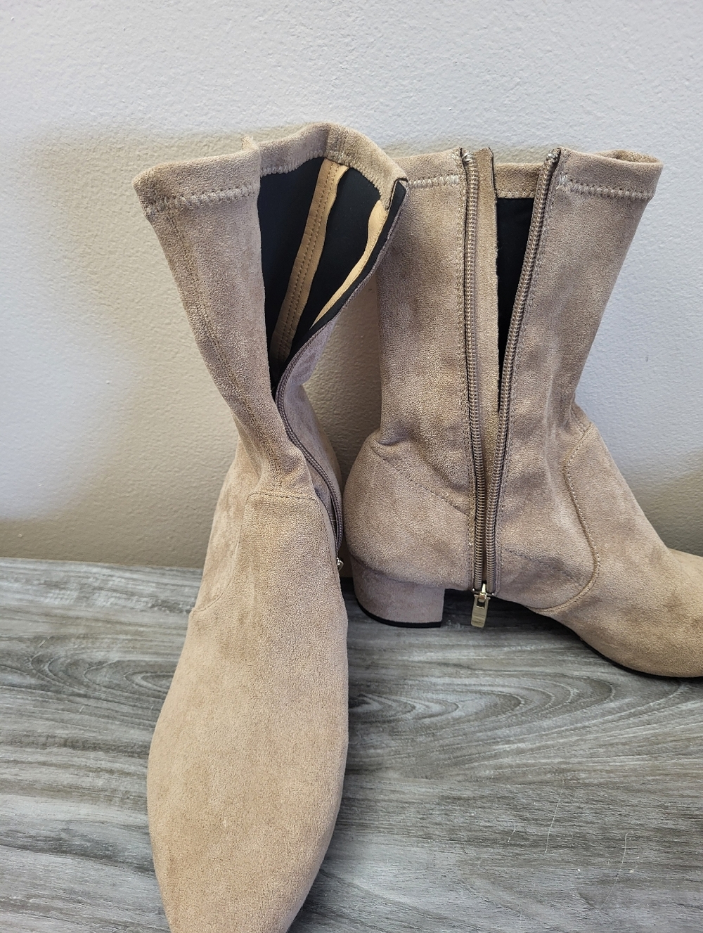 Anthropologie Silent D Auston Boots Tan Faux Suede Size 40 - Picture 9 of 12